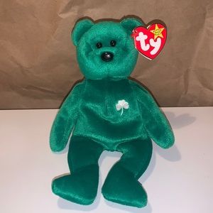 Ty Beanie Babies Retired Erin Bear Irish Green Shamrock Rare Collectible Toy